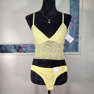 Bralette Cami & Thong Yellow Lace Size Small NWTS Auden/Target/P33